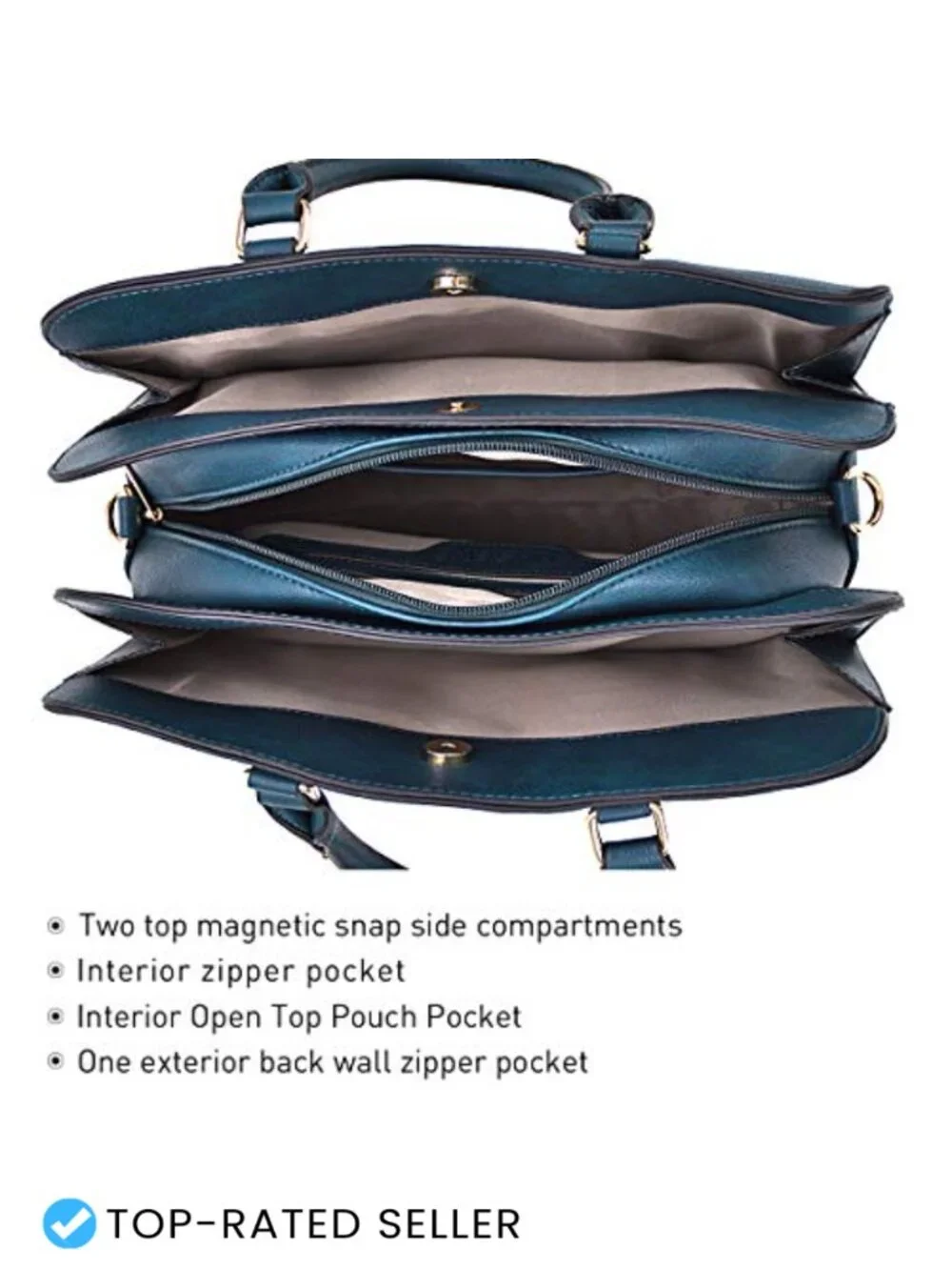 Women Satchel Tote Shoulder Bag Hobo Purse Set 2pcs Vegan Leather with 3